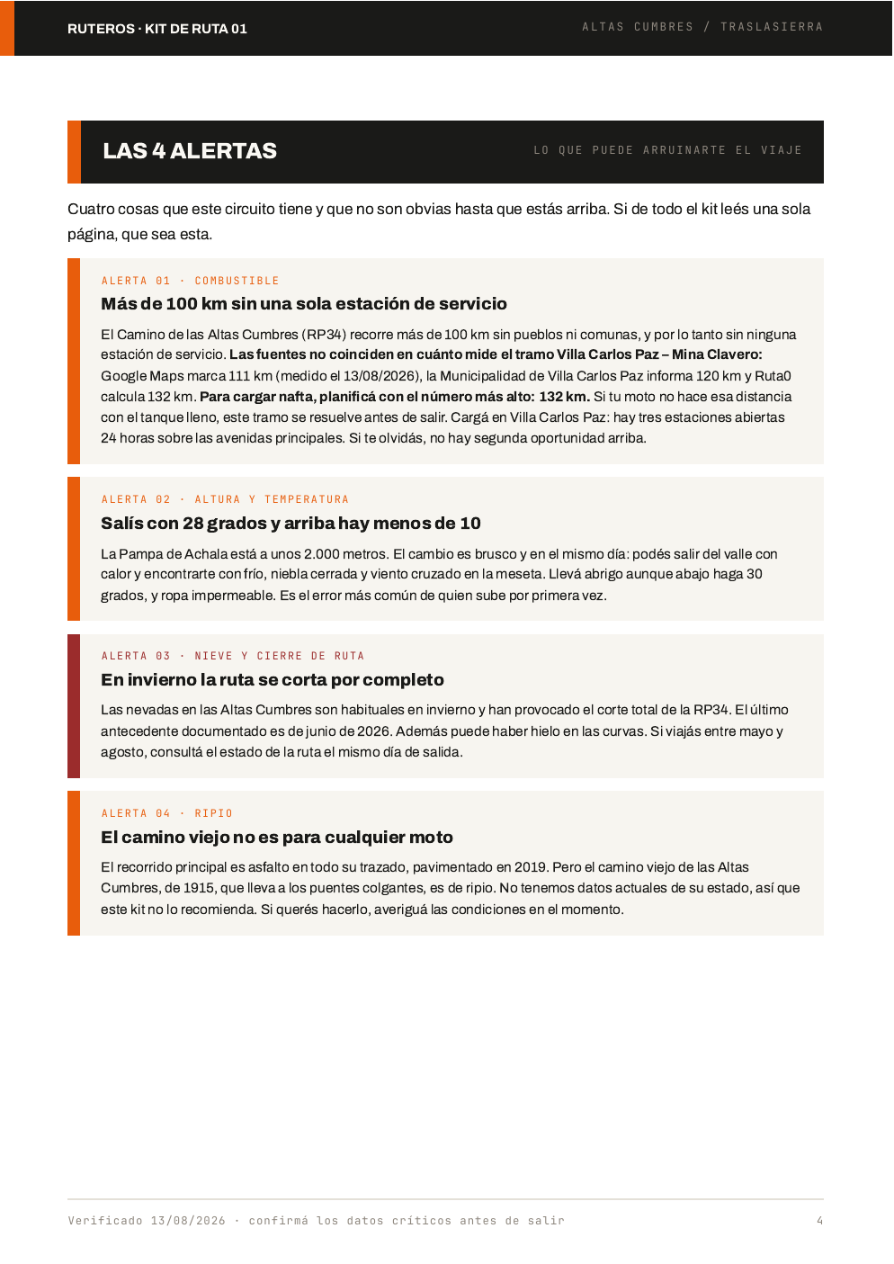 Página de alertas del Kit 01